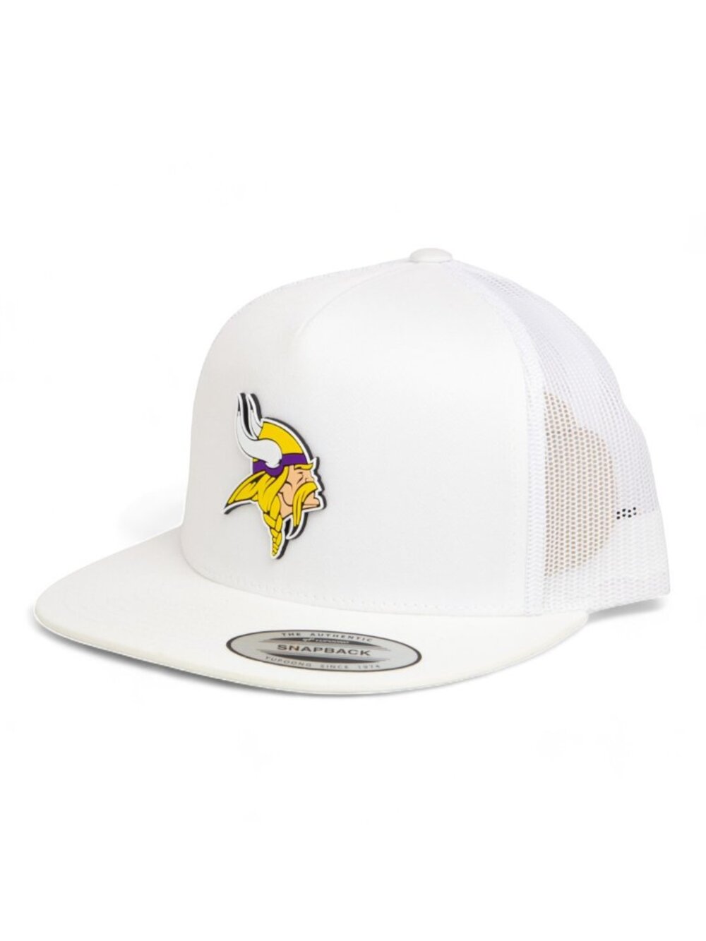 Minnesota Vikings 3D YP Snapback Flat Bill Trucker Hat- White
